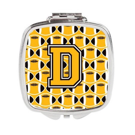 CAROLINES TREASURES Letter D Football Black, Old Gold and White Compact Mirror CJ1080-DSCM
